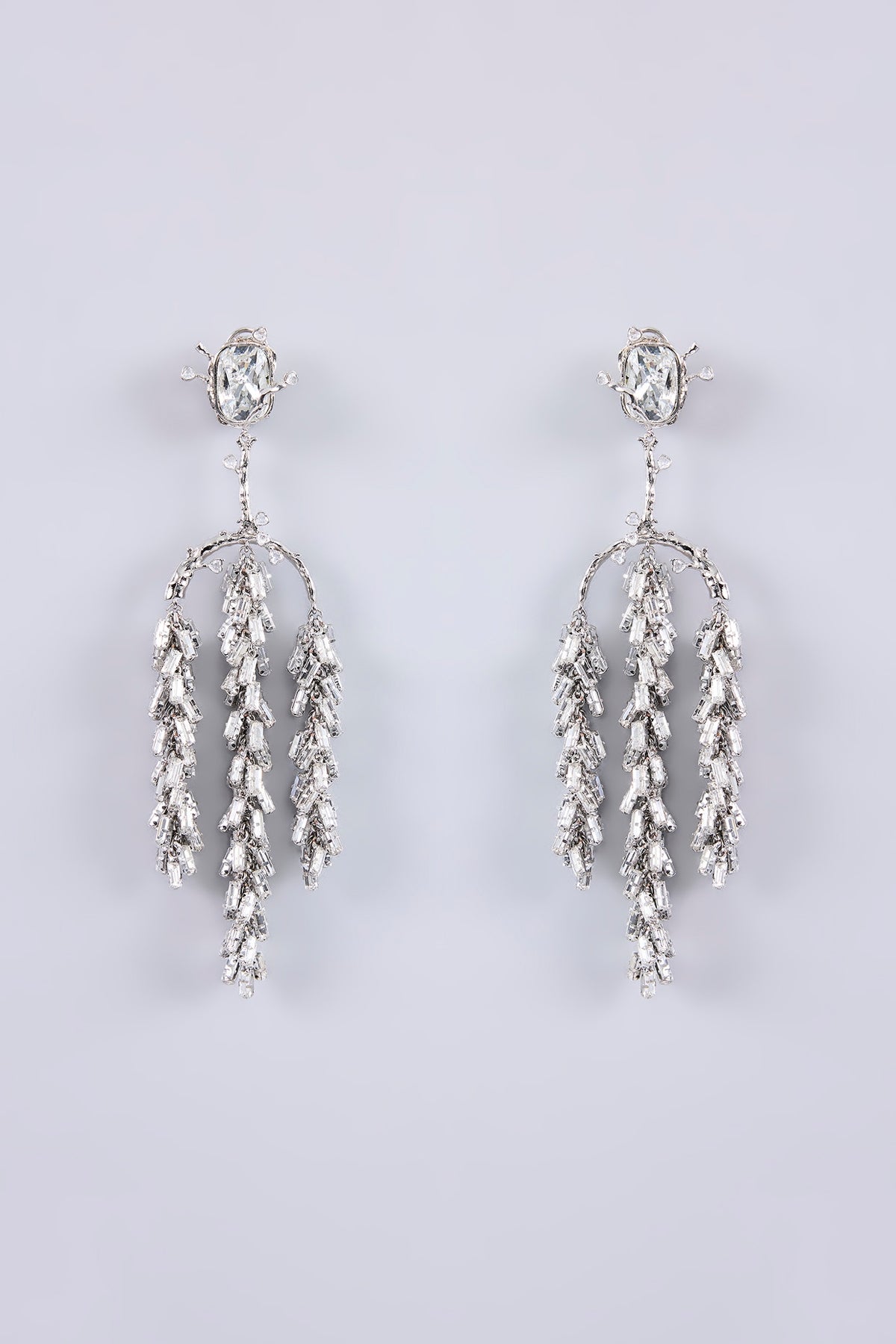 Silver Plated Chaton Stone & Cubic Zirconia Dangler Earrings