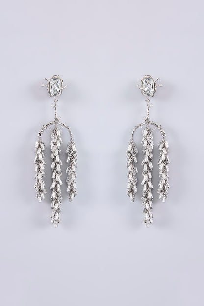 Silver Plated Chaton Stone & Cubic Zirconia Dangler Earrings
