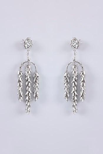 Silver Plated Chaton Stone & Cubic Zirconia Dangler Earrings