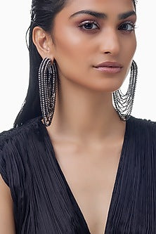 Silver Plated Crystal Embellished Dangler Earrings