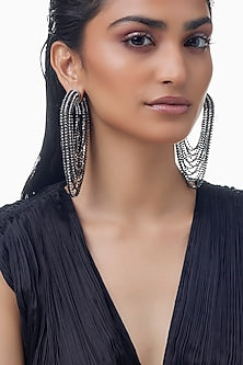 Silver Plated Crystal Embellished Dangler Earrings