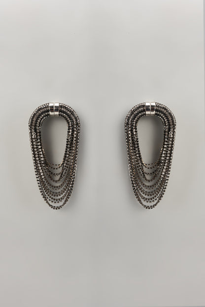 Silver Plated Crystal Embellished Dangler Earrings