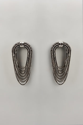 Silver Plated Crystal Embellished Dangler Earrings