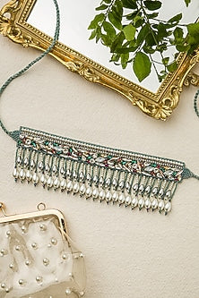 Green Hand Embroidered Choker Necklace