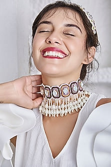 Multi Colored Hand Embroidered Choker Necklace