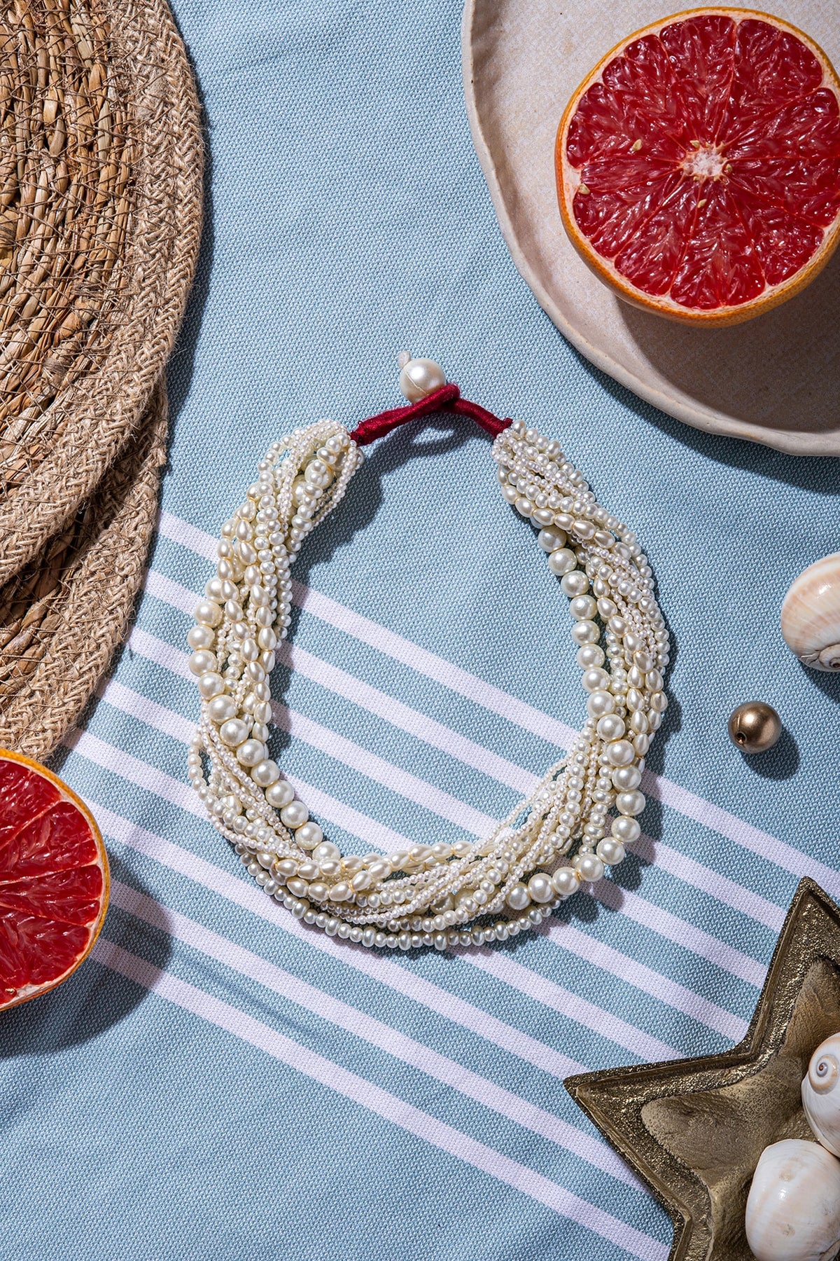 White Hand Embroidered Choker Necklace
