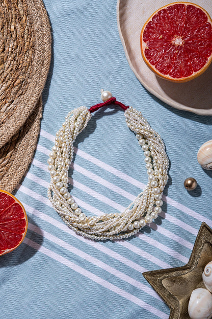 White Hand Embroidered Choker Necklace