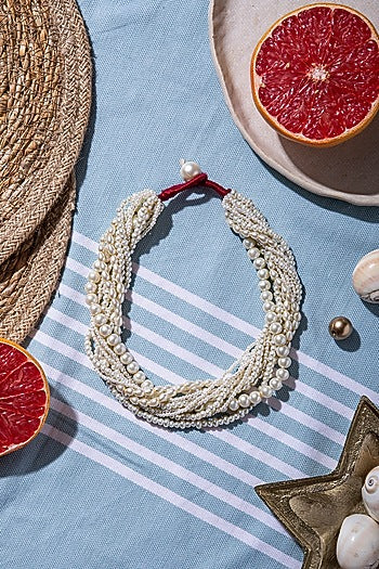 White Hand Embroidered Choker Necklace
