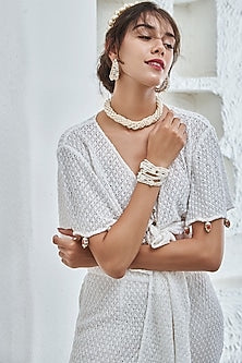 White Hand Embroidered Choker Necklace