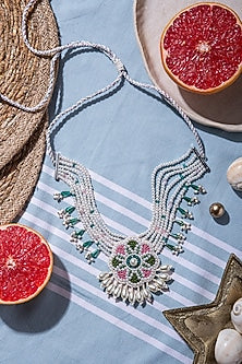White Pearl Hand Embroidered Choker Necklace