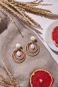 White Pearl Hand Embroidered Earrings