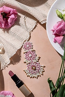 Pink Hand Embroidered Maangtikka