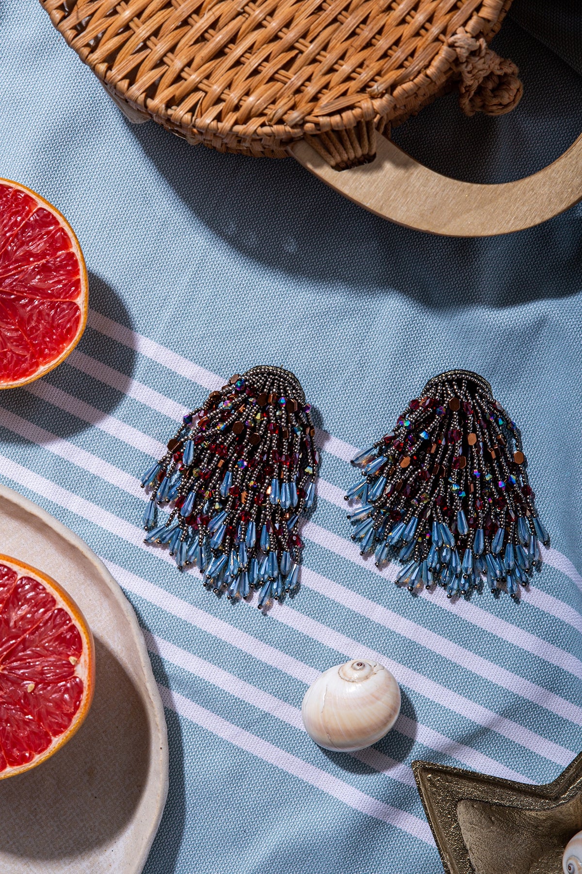 Flaming Sky Hand Embroidered Earrings