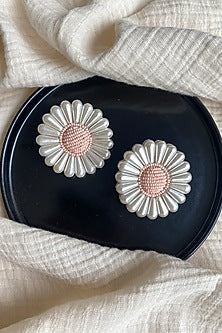 Two-Tone Finish Hand Embroidered Stud Earrings