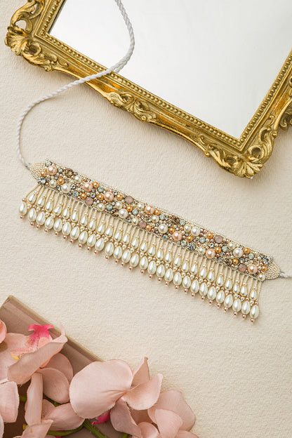 Two-Tone Finish Hand Embroidered Choker Necklace