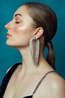 Silver Plated Crystal Embellished Dangler Earrings
