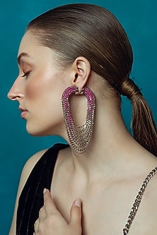 Two-Tone Finish Crystal Dangler Earrings