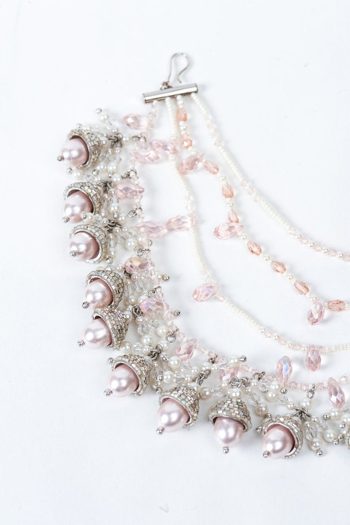 Pink Hand Embroidered Dangler Earrings