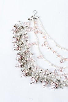 Pink Hand Embroidered Dangler Earrings