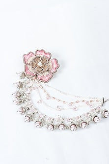 Pink Hand Embroidered Dangler Earrings