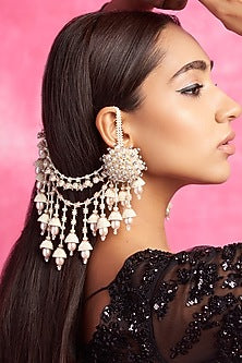Silver Sequin & Beaded Dangler Earrings