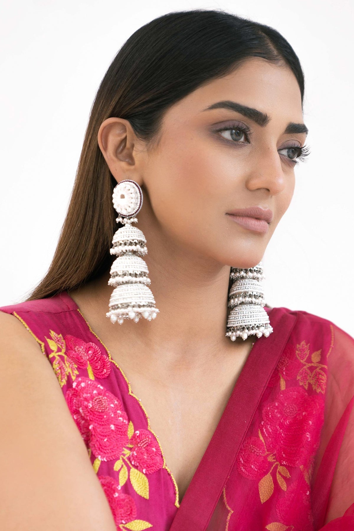 White Pearl Dangler Earrings