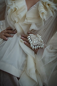 White Hand Embroidered Ring