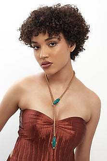 Gold Plated Turquoise Stone Rope Necklace