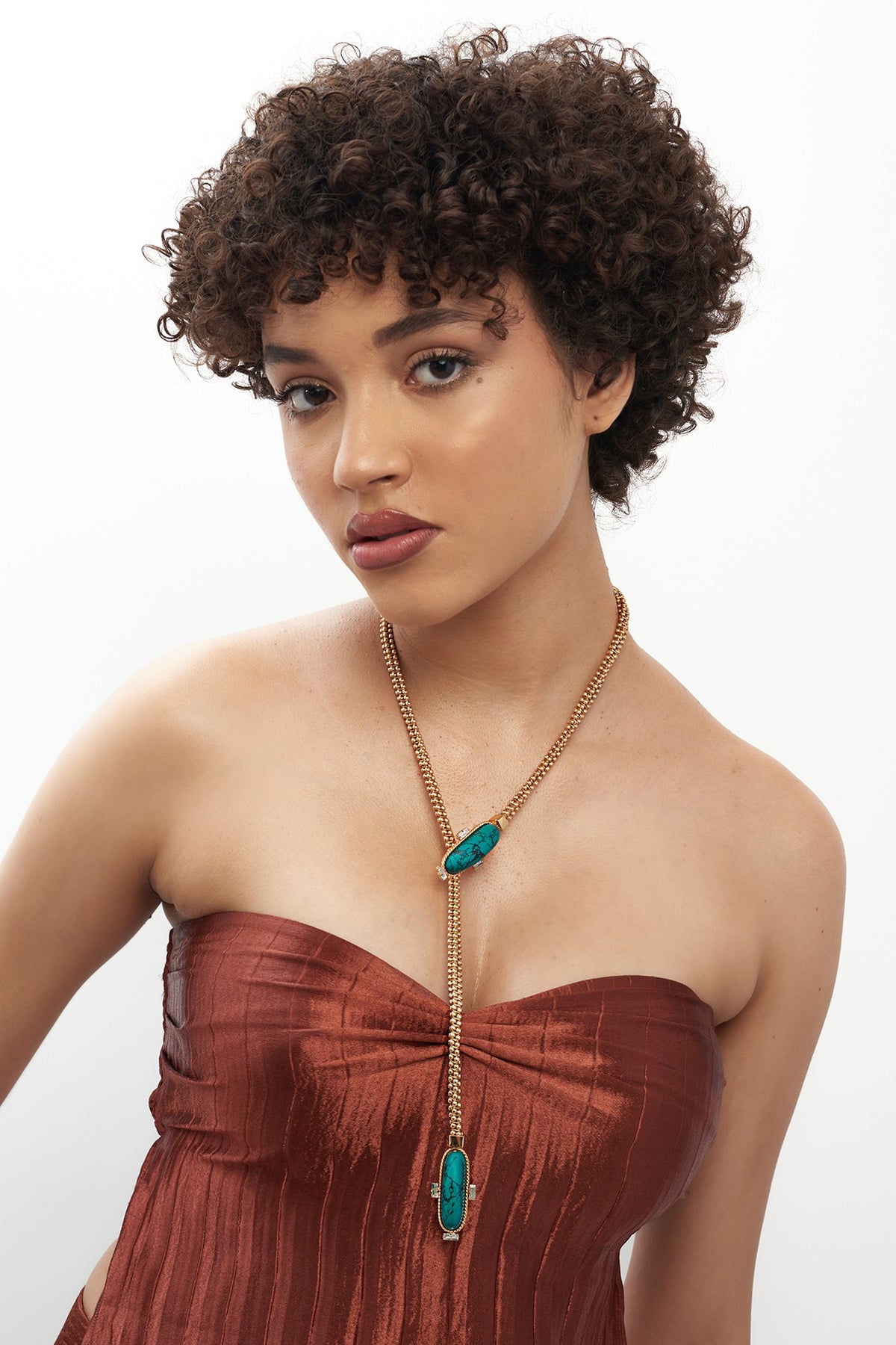 Gold Plated Turquoise Stone Rope Necklace