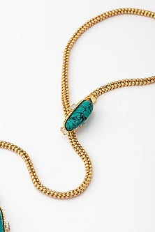 Gold Plated Turquoise Stone Rope Necklace