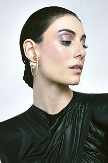 Gold Plated Cubic Zirconia & Faux Pearl Hoop Earrings