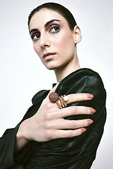 Gold Plated Chaton Crystal & Faux Pearl Orb Wrap Ring