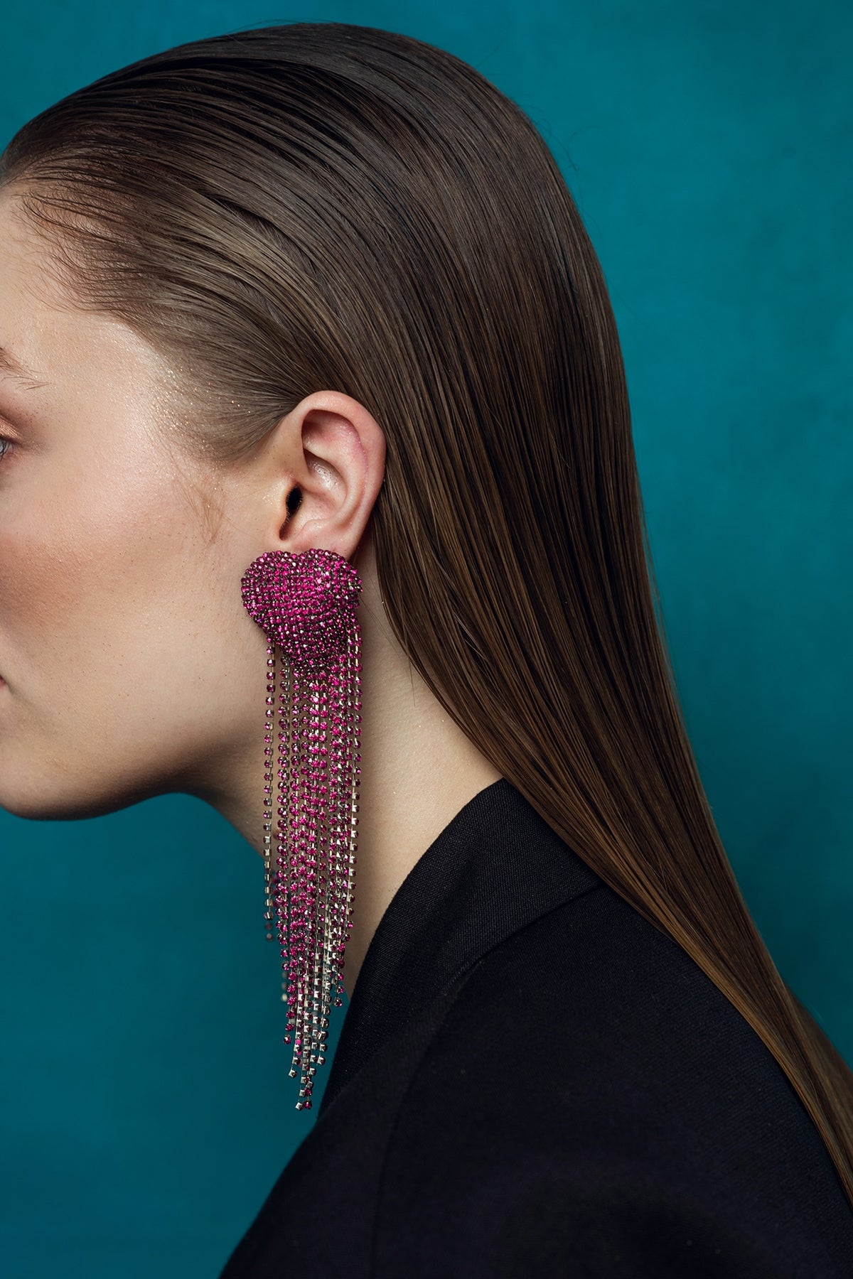 Silver Plated Pink Crystal Embellished Dangler Earrings