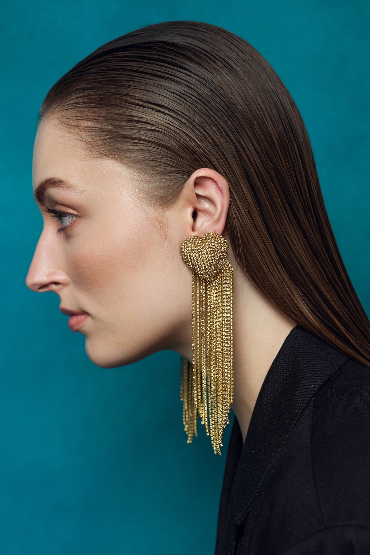 Gold Plated Crystal Embellished Dangler Earrings