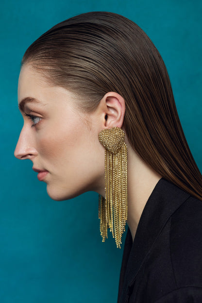 Gold Plated Crystal Embellished Dangler Earrings