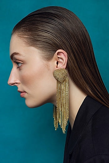 Gold Plated Crystal Embellished Dangler Earrings