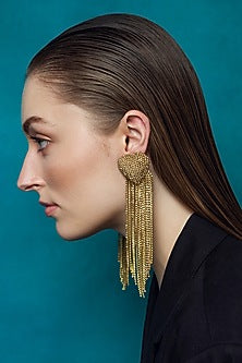 Gold Plated Crystal Embellished Dangler Earrings