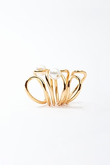 Gold Plated Pearl Wobble Ring