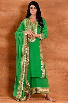 Spring Green Crepe Silk Kurta Set