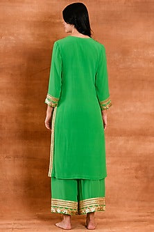 Spring Green Crepe Silk Kurta Set