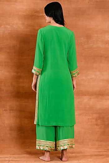 Spring Green Crepe Silk Kurta Set