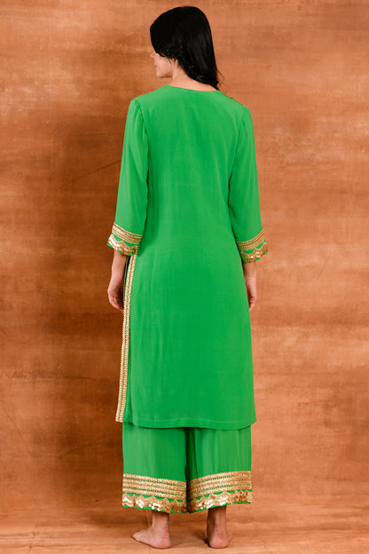 Spring Green Crepe Silk Kurta Set