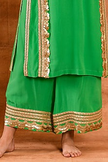 Spring Green Crepe Silk Kurta Set
