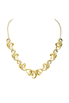 Gold Finish Ribbon Dance Necklace