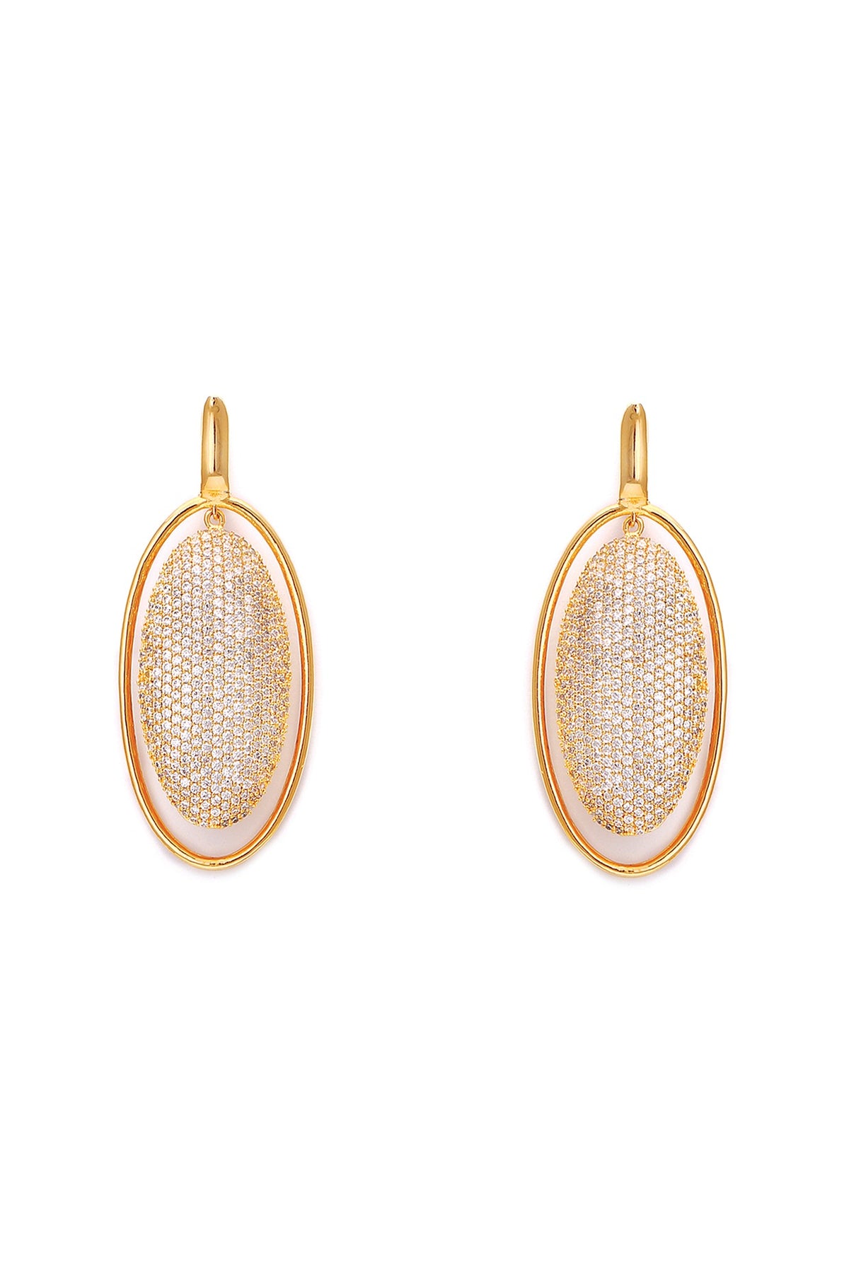 Gold Finish Zircon Dangler Earrings