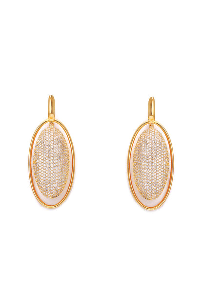 Gold Finish Zircon Dangler Earrings