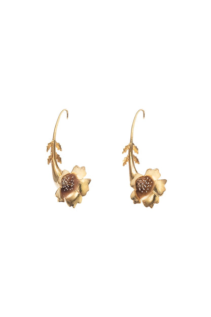 Gold Finish Floral Dangler Earrings