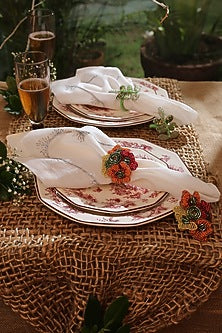 Floral Beaded Napkin Rings (Set of 4)