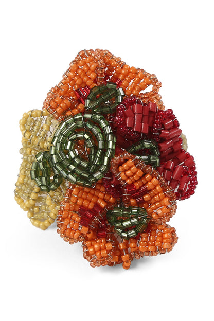 Floral Beaded Napkin Rings (Set of 4)