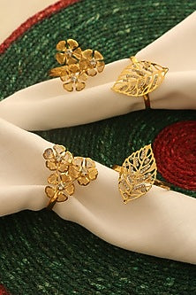 Gold Tone Iron Napkin Rings set of 4